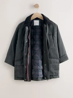 Black Faux Waxed Jacket (5-14yrs)