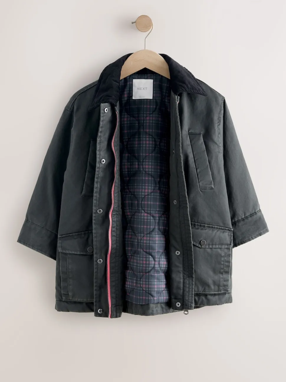 Black Faux Waxed Jacket (5-14yrs)