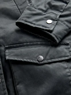 Black Faux Waxed Jacket (5-14yrs)