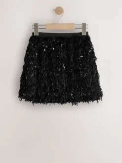 Black Fluffy Sequin Skirt (3-16yrs)