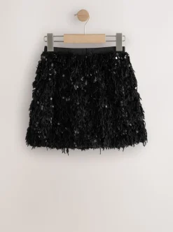 Black Fluffy Sequin Skirt (3-16yrs)