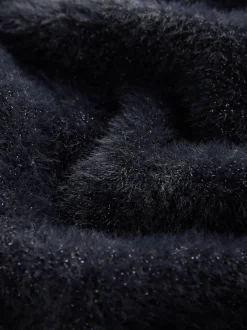 Black Fluffy Short Sleeve Top (3-16yrs)