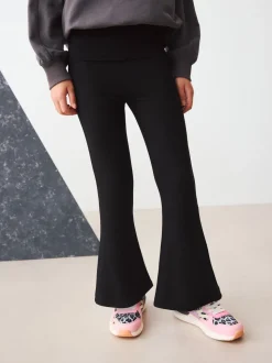 Black Fold Over Flare Leggings (3-16yrs)