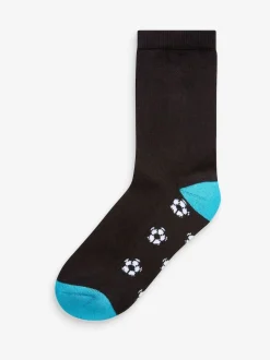 Black Football Cotton Rich Cushioned Socks 7 Pack