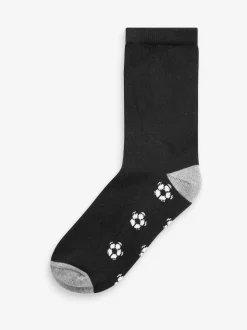 Black Football Cotton Rich Cushioned Socks 7 Pack