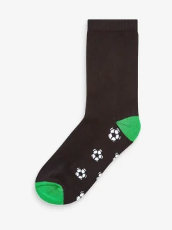 Black Football Cotton Rich Cushioned Socks 7 Pack