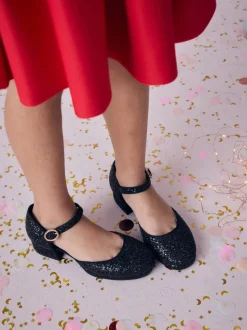 Black Glitter Platform Heel Occasion Shoes
