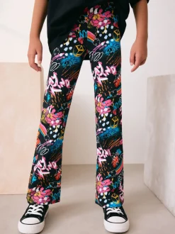 Black Graffiti Flare Leggings (3-16yrs)