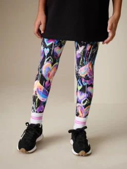 Black Graffiti Heart Leggings (3-16yrs)