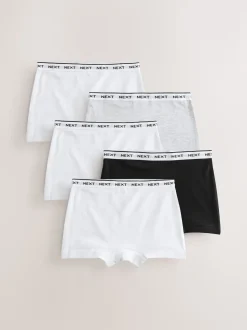 Black/Grey/White Short Briefs 5 Pack (2-16yrs)