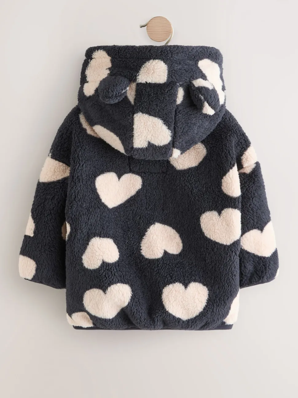 Black Heart Print Zip Through Fleece (3mths-7yrs)