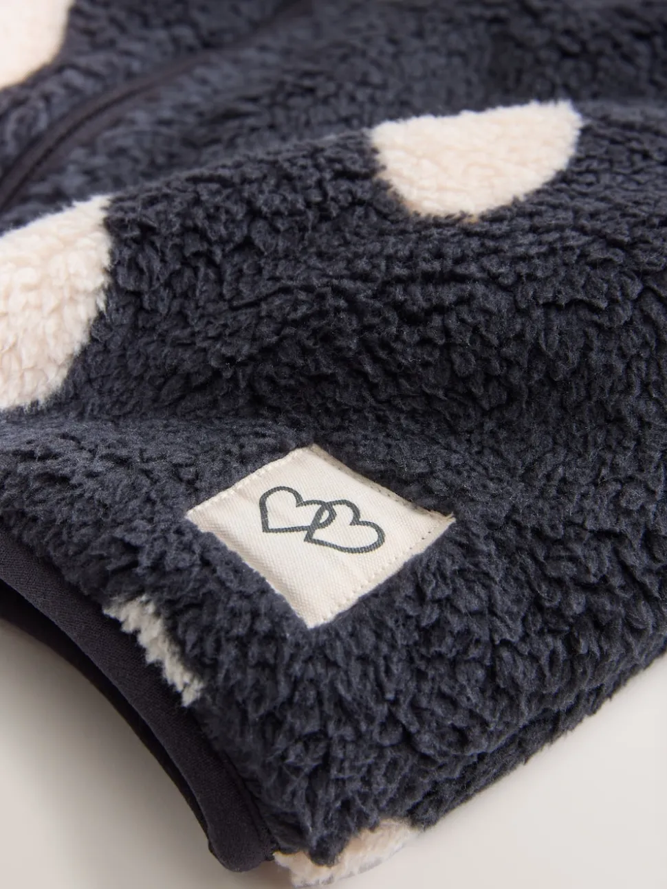 Black Heart Print Zip Through Fleece (3mths-7yrs)