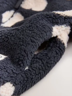 Black Heart Print Zip Through Fleece (3mths-7yrs)