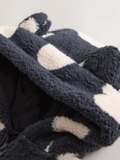 Black Heart Print Zip Through Fleece (3mths-7yrs)