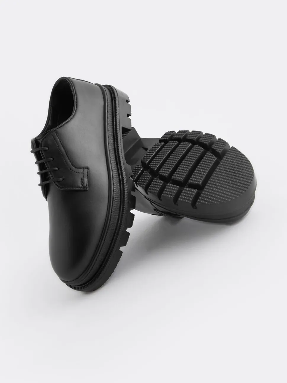 Black Lace Up School Shoes