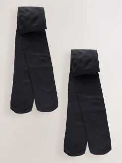 Black Longer Length 40 Denier School Tights 2 Pack
