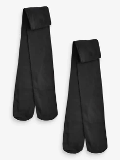 Black Longer Length 80 Denier School Tights 2 Pack