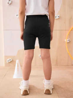 Black Longer Length 2 Pack Cotton Rich Stretch Cycle Shorts (3-16yrs)