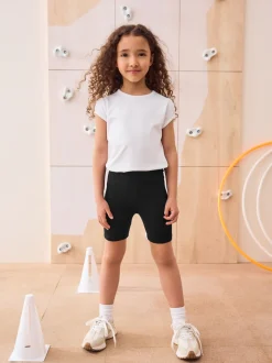 Black Longer Length 2 Pack Cotton Rich Stretch Cycle Shorts (3-16yrs)