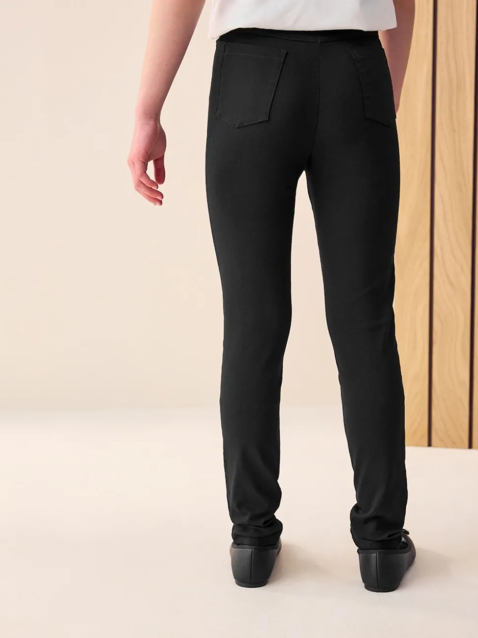 Black Longer Length Skinny Fit Stretch High Waist School Trousers (9-18yrs)
