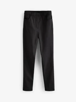 Black Longer Length Skinny Fit Stretch High Waist School Trousers (9-18yrs)