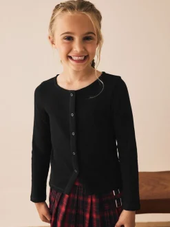 Black Long Sleeve Ribbed Cardigan (3-16yrs)