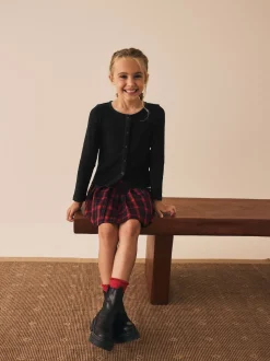 Black Long Sleeve Ribbed Cardigan (3-16yrs)
