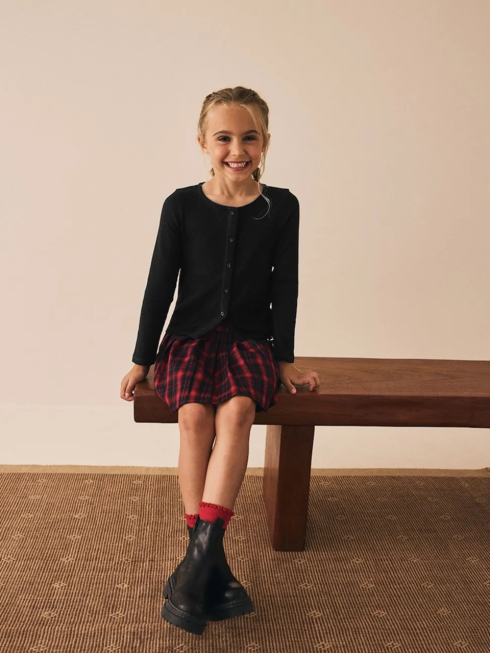 Black Long Sleeve Ribbed Cardigan (3-16yrs)