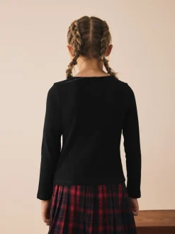 Black Long Sleeve Ribbed Cardigan (3-16yrs)