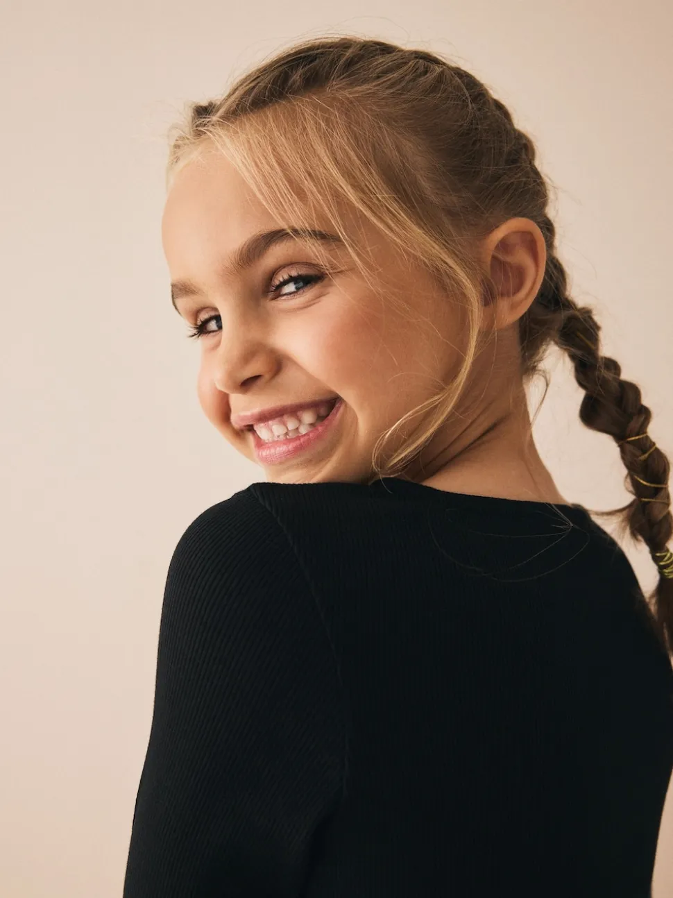 Black Long Sleeve Ribbed Cardigan (3-16yrs)