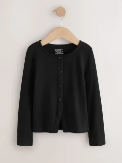 Black Long Sleeve Ribbed Cardigan (3-16yrs)