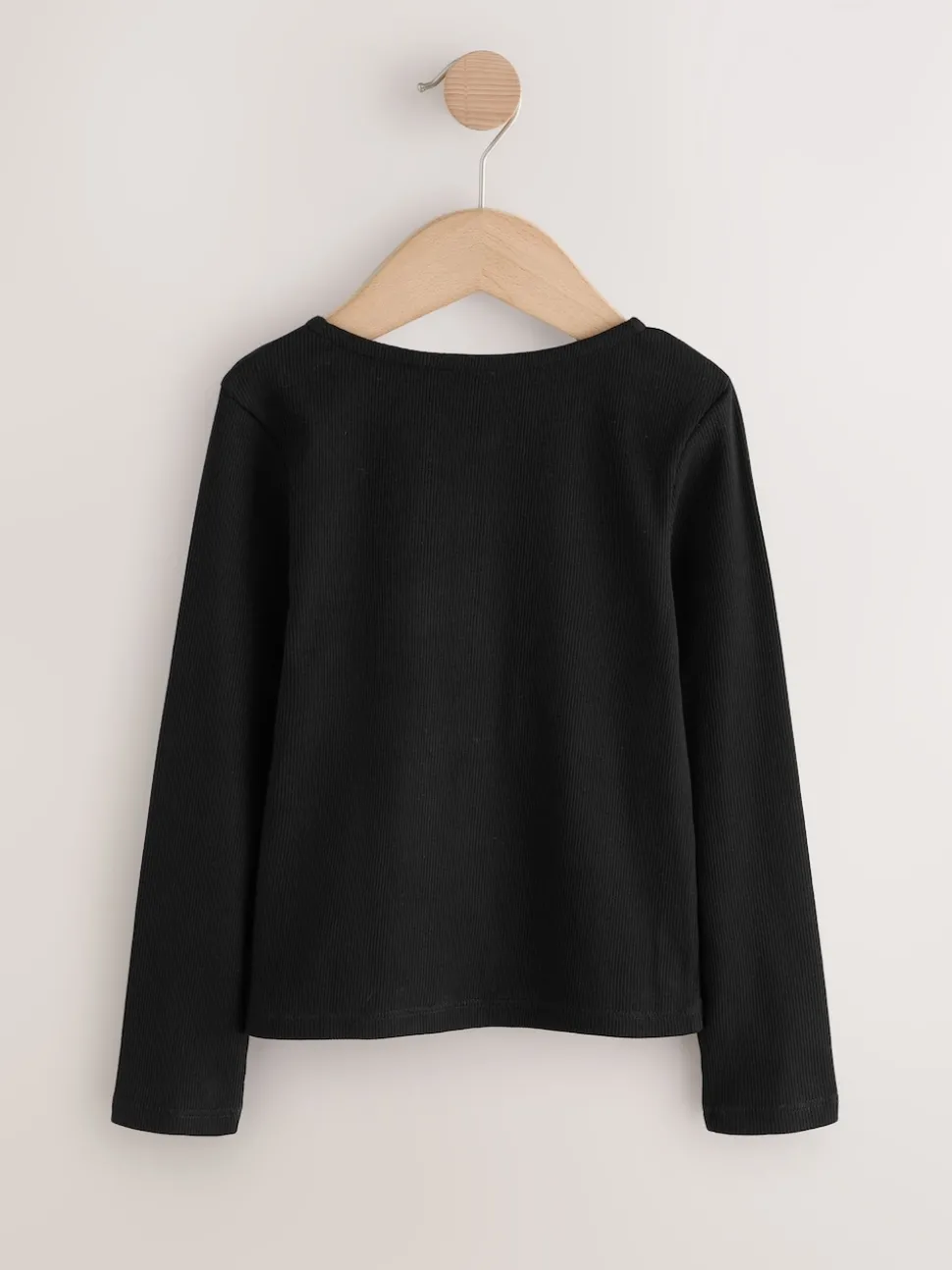 Black Long Sleeve Ribbed Cardigan (3-16yrs)