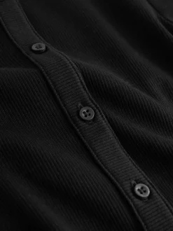 Black Long Sleeve Ribbed Cardigan (3-16yrs)