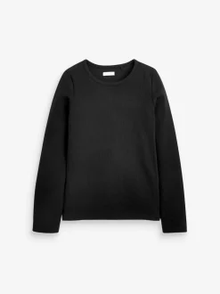 Black Long Sleeve Ribbed Top (3-16yrs)