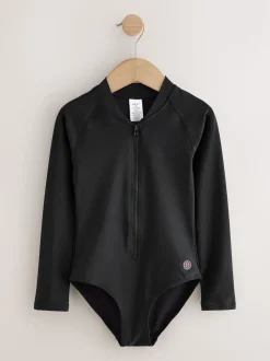 Black Long Sleeve Sunsafe Swimsuit (3mths-16yrs)