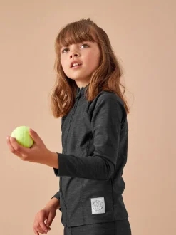 Black Marl Sports Zip Through Jacket (3-16yrs)