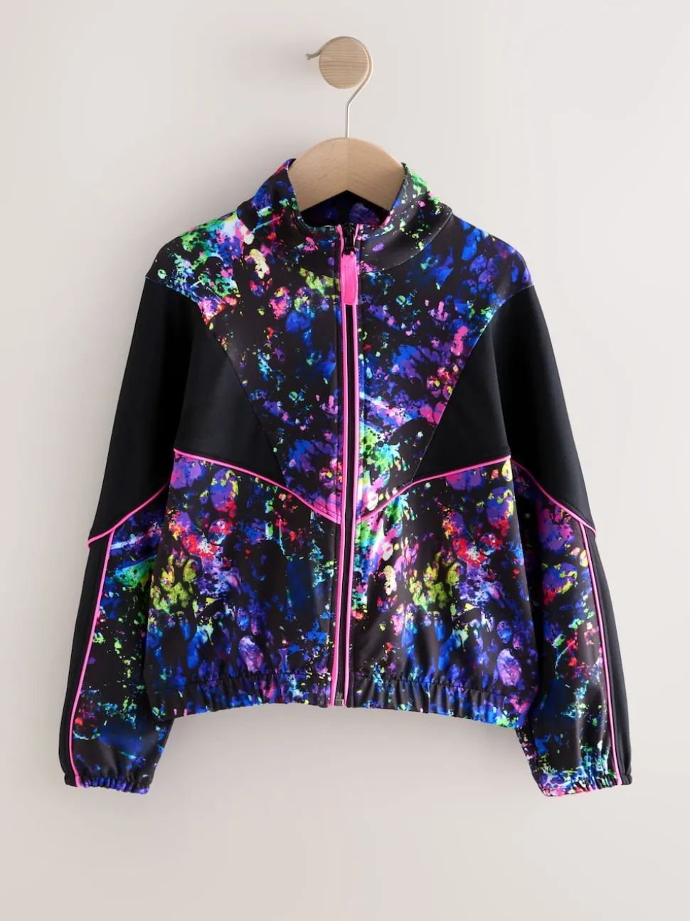 Black Multi Splat Sports Zip Through Jacket (3-16yrs)