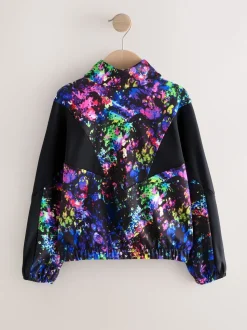 Black Multi Splat Sports Zip Through Jacket (3-16yrs)
