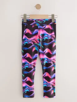 Black Multi Wave Sports Leggings (3-16yrs)