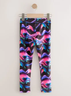 Black Multi Wave Sports Leggings (3-16yrs)
