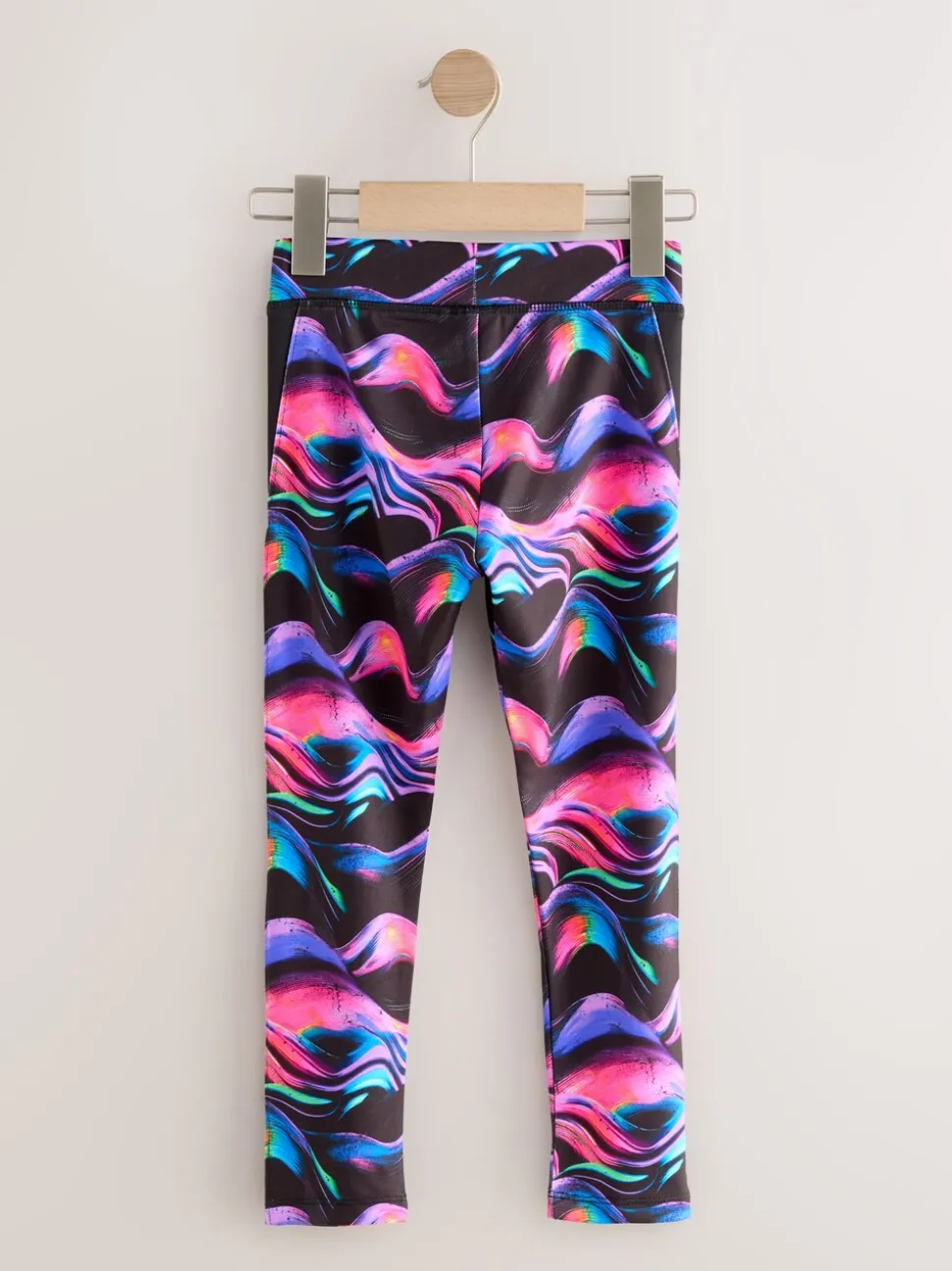 Black Multi Wave Sports Leggings (3-16yrs)