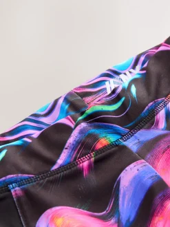 Black Multi Wave Sports Leggings (3-16yrs)