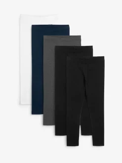 Black/Navy Blue/Grey/White Leggings 5 Pack (3-16yrs)