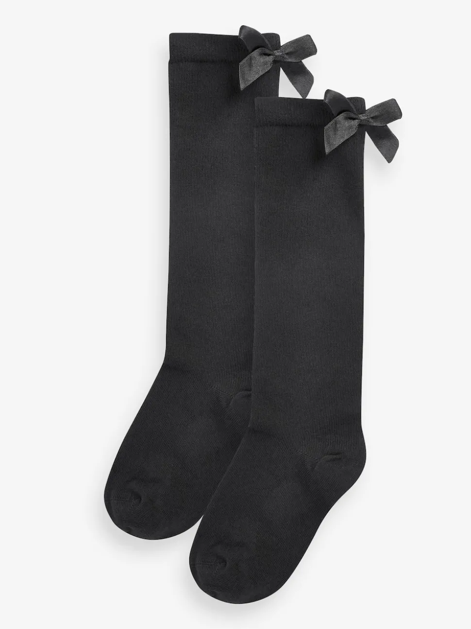 Black 2 Pack Cotton Rich Bow Knee High Socks