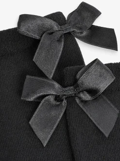 Black 2 Pack Cotton Rich Bow Knee High Socks