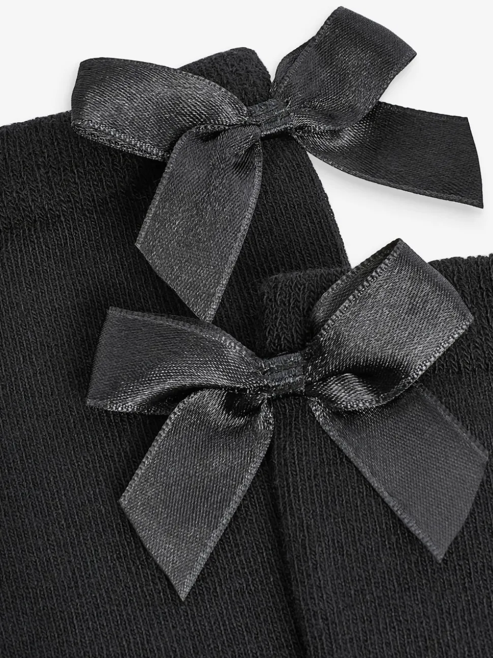 Black 2 Pack Cotton Rich Bow Knee High Socks