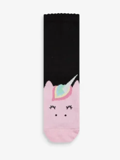 Black 5 Pack Cotton Rich Character Ankle School Socks