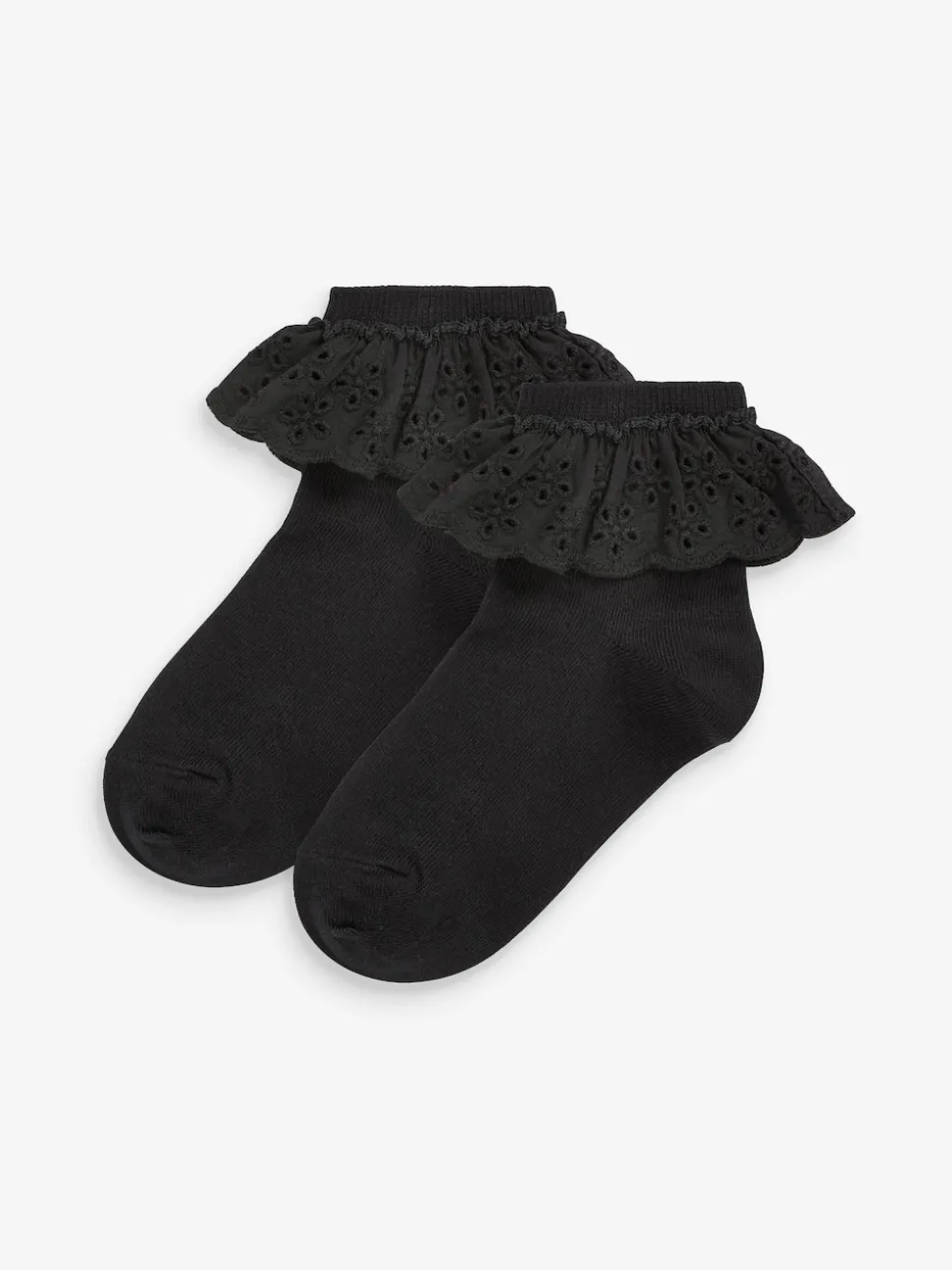 Black 2 Pack Cotton Rich Ruffle Ankle Socks