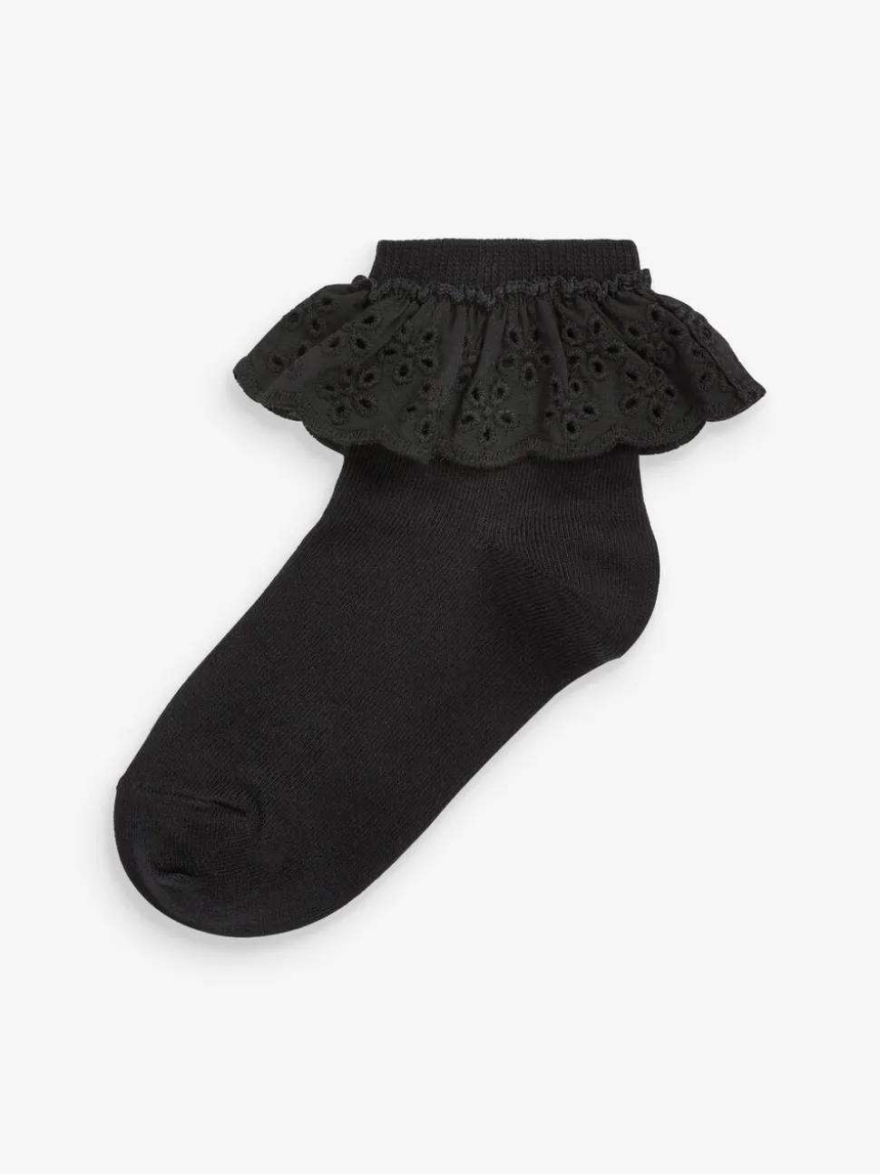 Black 2 Pack Cotton Rich Ruffle Ankle Socks