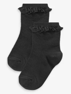 Black 2 Pack Cotton Rich Ruffle Ankle Socks